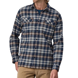 PATAGONIA Organic cotton fjord flannel button up shirt Blue Tan Plaid sz medium